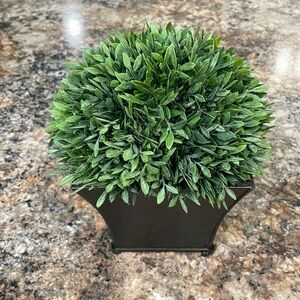 Decorative Faux Greenery in Bronze Metal Planter Pot